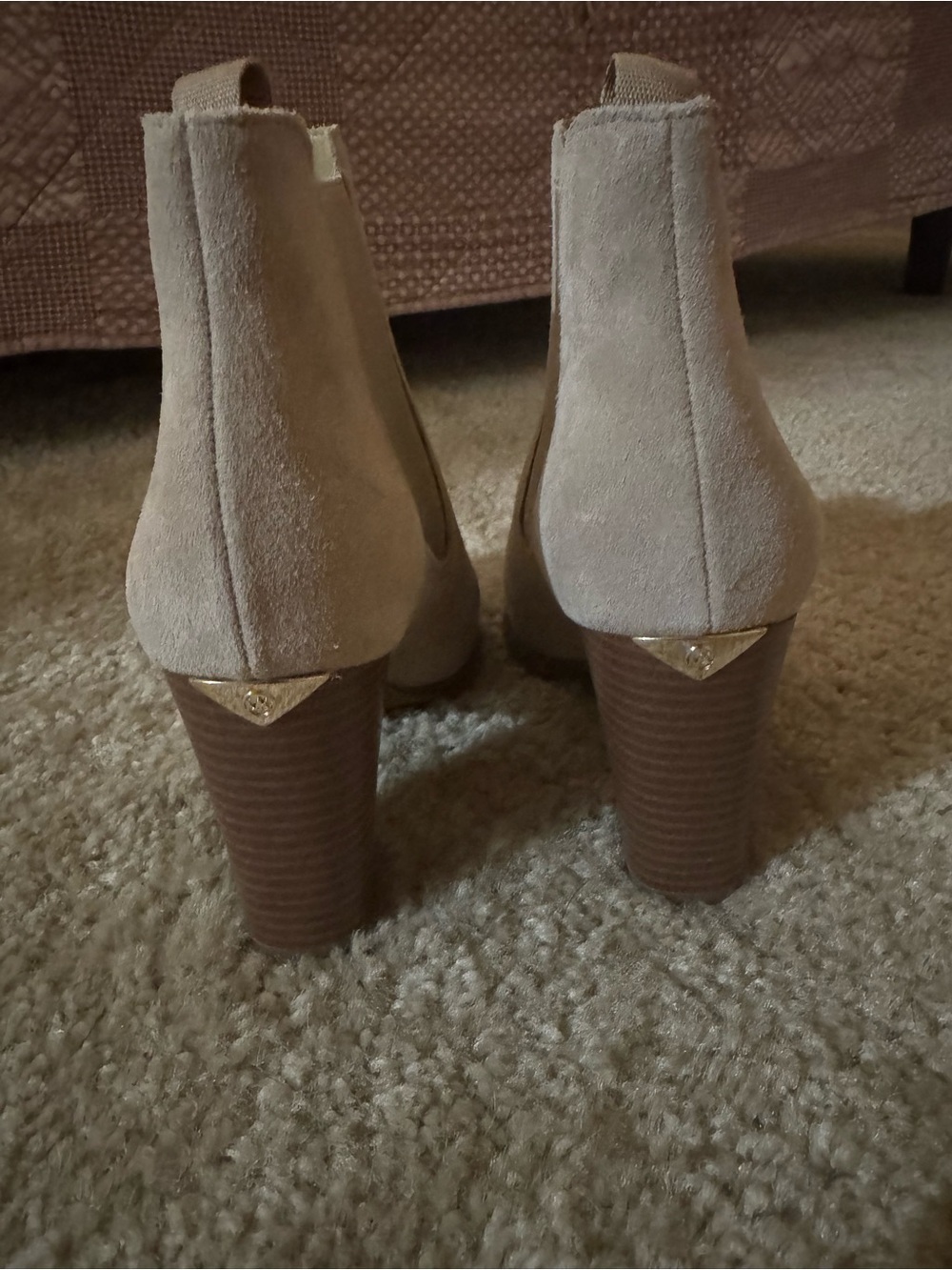 Michael Kors Beige Suede Chelsea Ankle Booties - Picture 3 of 5